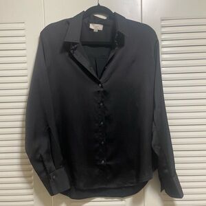 LOFT Black Button Down Shirt with Relaxed Fit